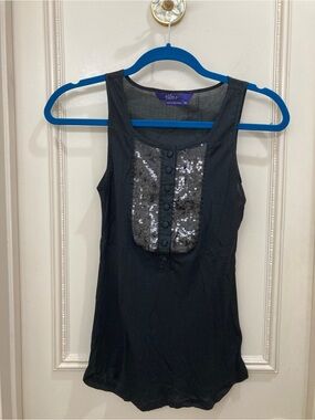 Miley Cyrus & Max Azria Black Sequin Bib Tank